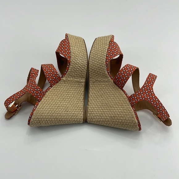 STEVE Maden Jenny wedge shoe size 10 butterfly fabric 5” high - Picture 7 of 17